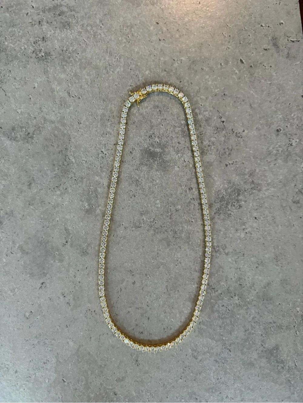 Gold-Tone Crystal Tennis Necklace - Elegant Women's Jewelry